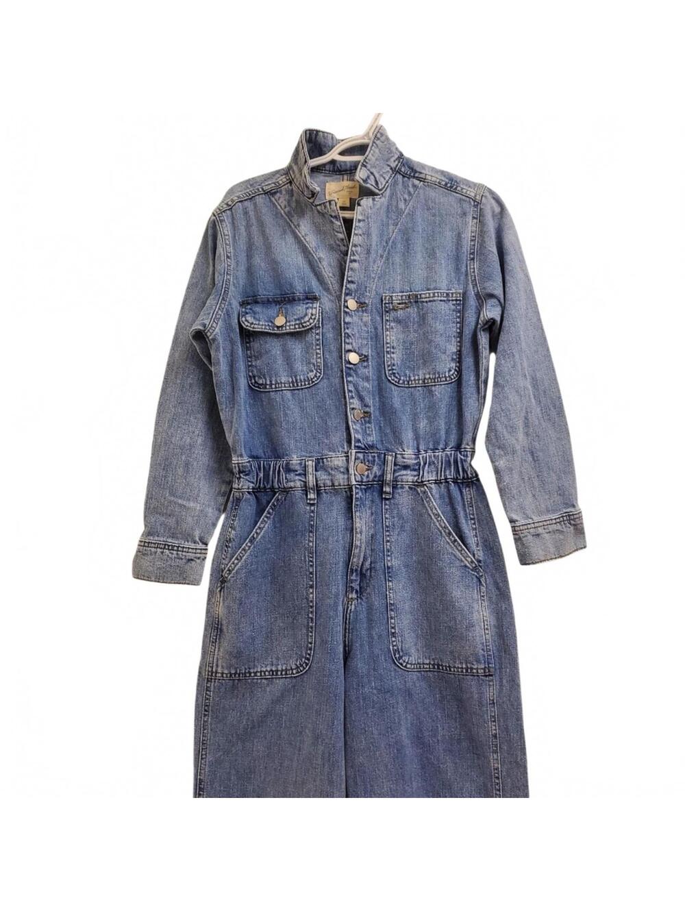 Universal Thread Denim Jumpsuit Boiler Suit Women's Size 4R Blue Button Front - Picture 5 of 8
